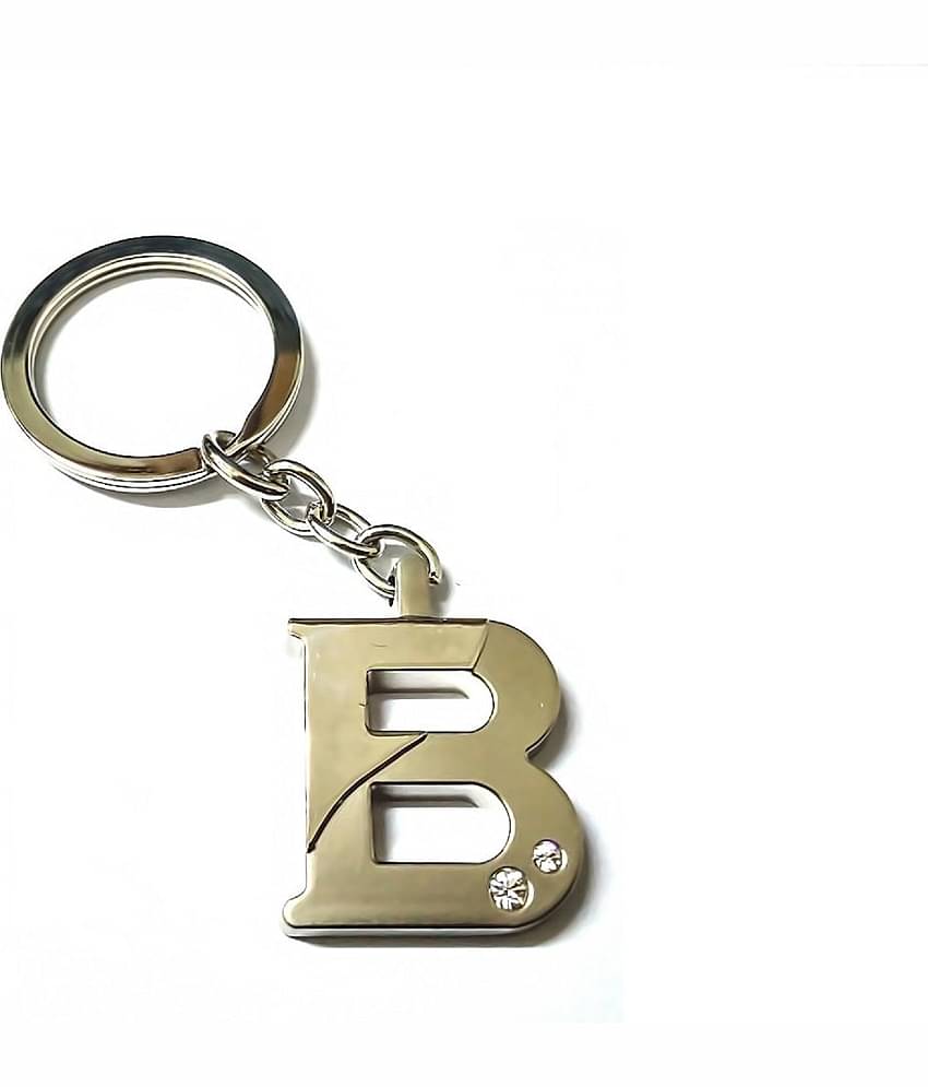 Americ Style Alphabet B Unique Metal Finish (Silver) Key Chain