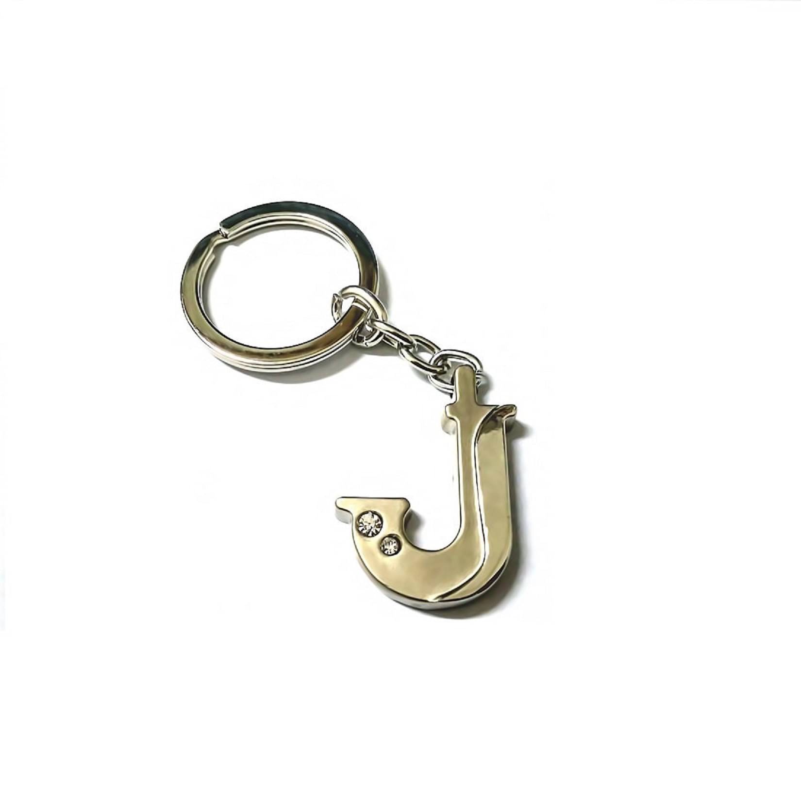     			Americ Style Alphabet J Unique Metal Finish (Silver) Key Chain
