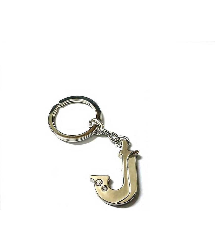 Americ Style Alphabet J Unique Metal Finish (Silver) Key Chain