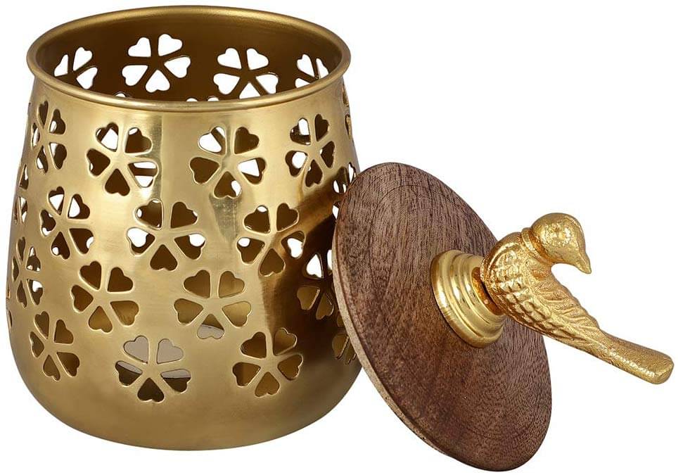     			Arsalan Gold Table Top Iron Tea Light Holder - Pack of 1