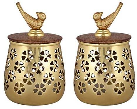     			Arsalan Gold Table Top Iron Tea Light Holder - Pack of 2