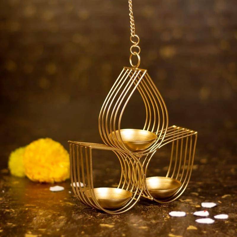 Arsalan Gold Table Top and Hanging Iron Tea Light Holder - Pack of 2 Arsalan Gold Table Top and Hanging Iron Tea Light Holder - Pack of 2