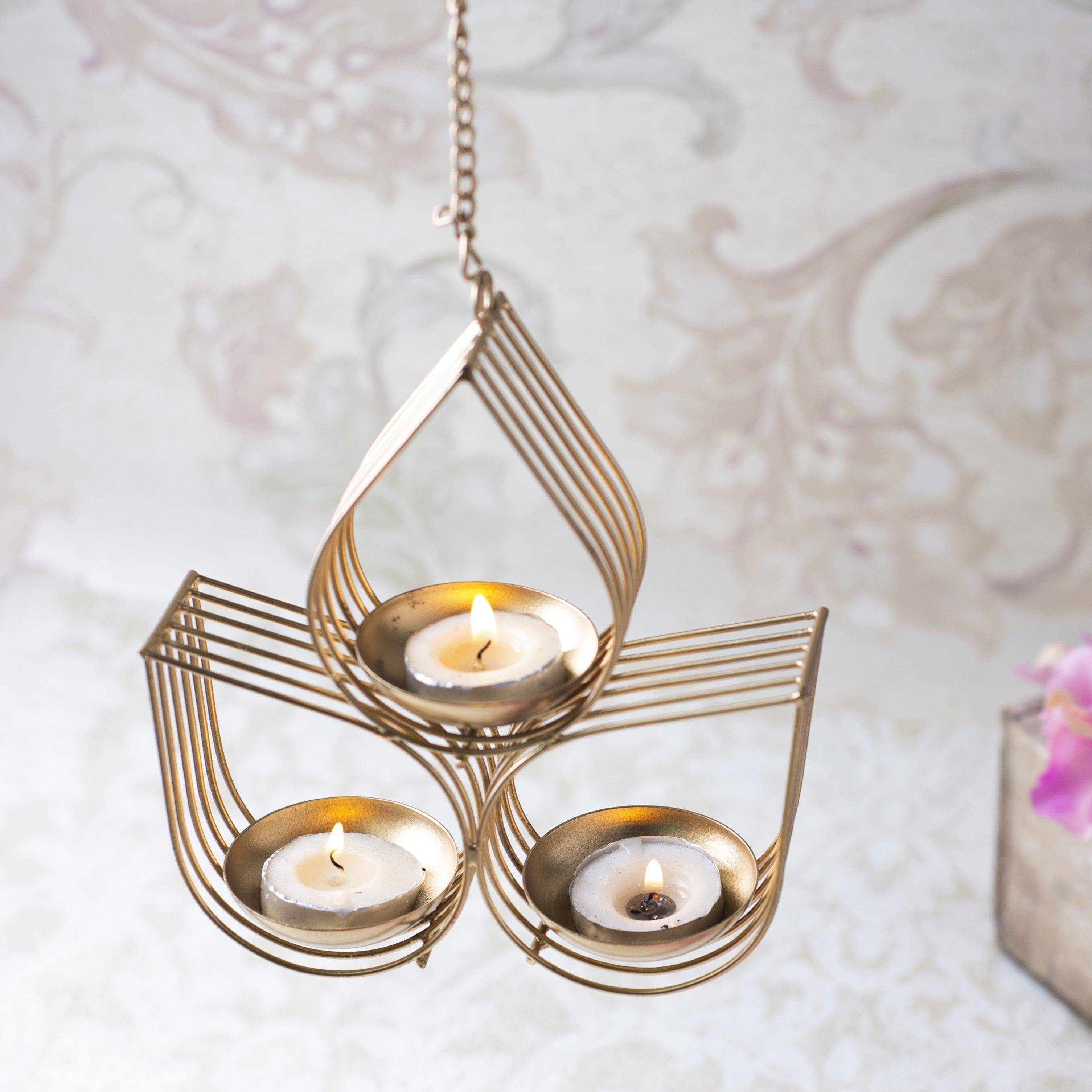     			Arsalan Gold Table Top and Hanging Iron Tea Light Holder - Pack of 2