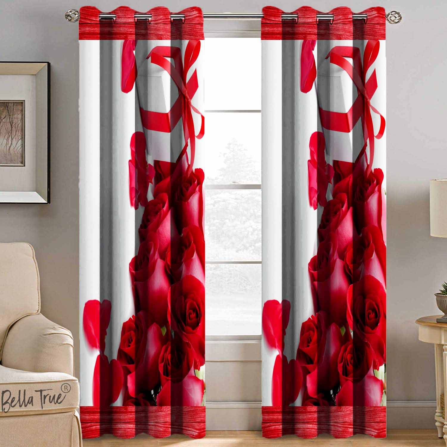 BELLA TRUE Set of 2 Long Door SemiTransparent Eyelet Polyester Multi Color Curtains ( 270 x 113 cm ) BELLA TRUE Set of 2 Long Door SemiTransparent Eyelet Polyester Multi Color Curtains ( 270 x 113 cm )