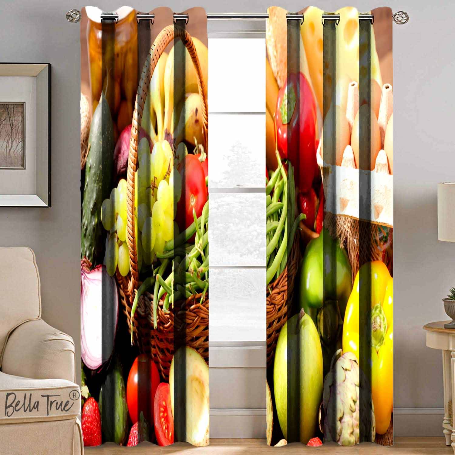 BELLA TRUE Set of 2 Long Door SemiTransparent Eyelet Polyester Multi Color Curtains ( 270 x 113 cm ) BELLA TRUE Set of 2 Long Door SemiTransparent Eyelet Polyester Multi Color Curtains ( 270 x 113 cm )