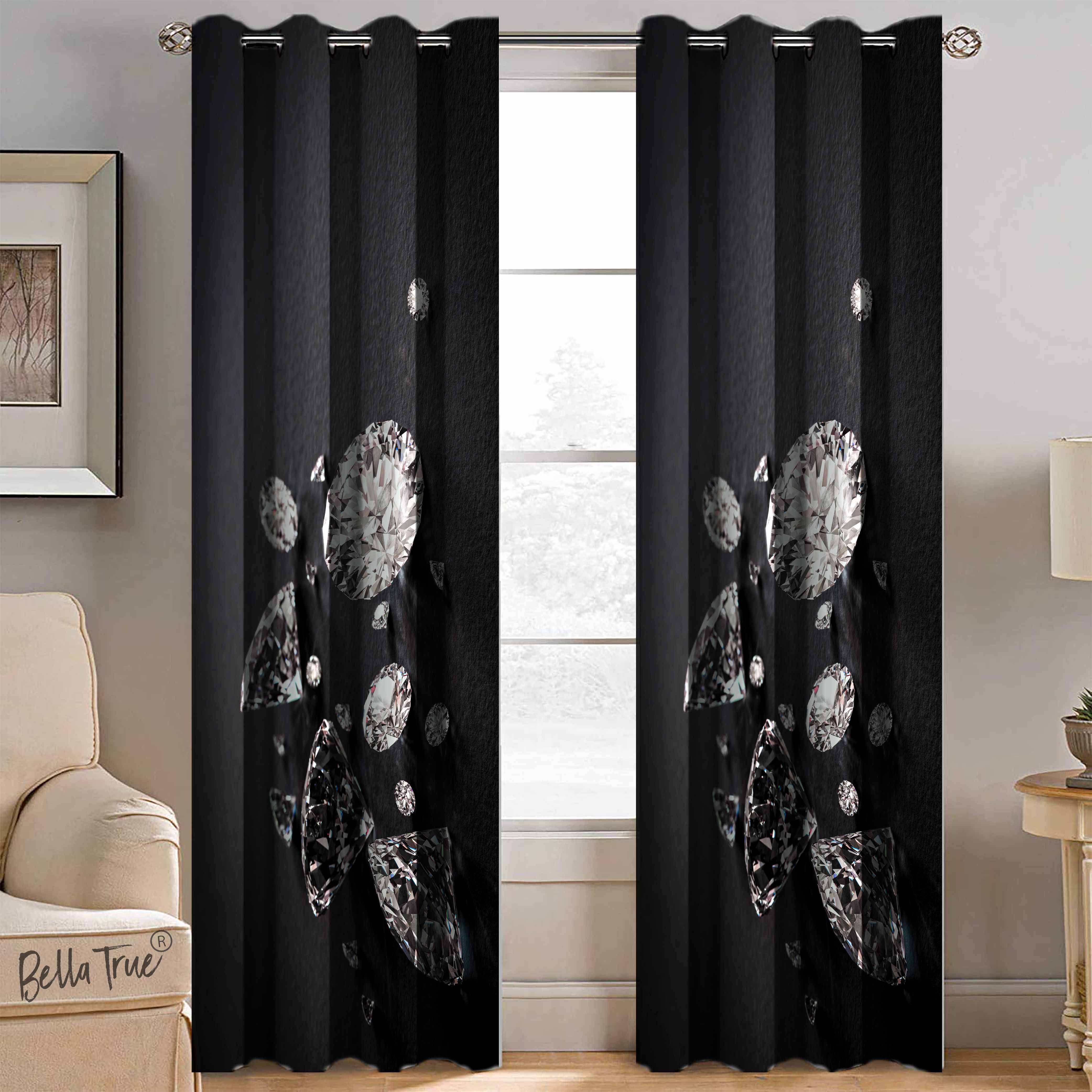     			BELLA TRUE  Set of 2 Long Door SemiTransparent Eyelet Polyester Multi Color Curtains ( 270 x 113 cm )