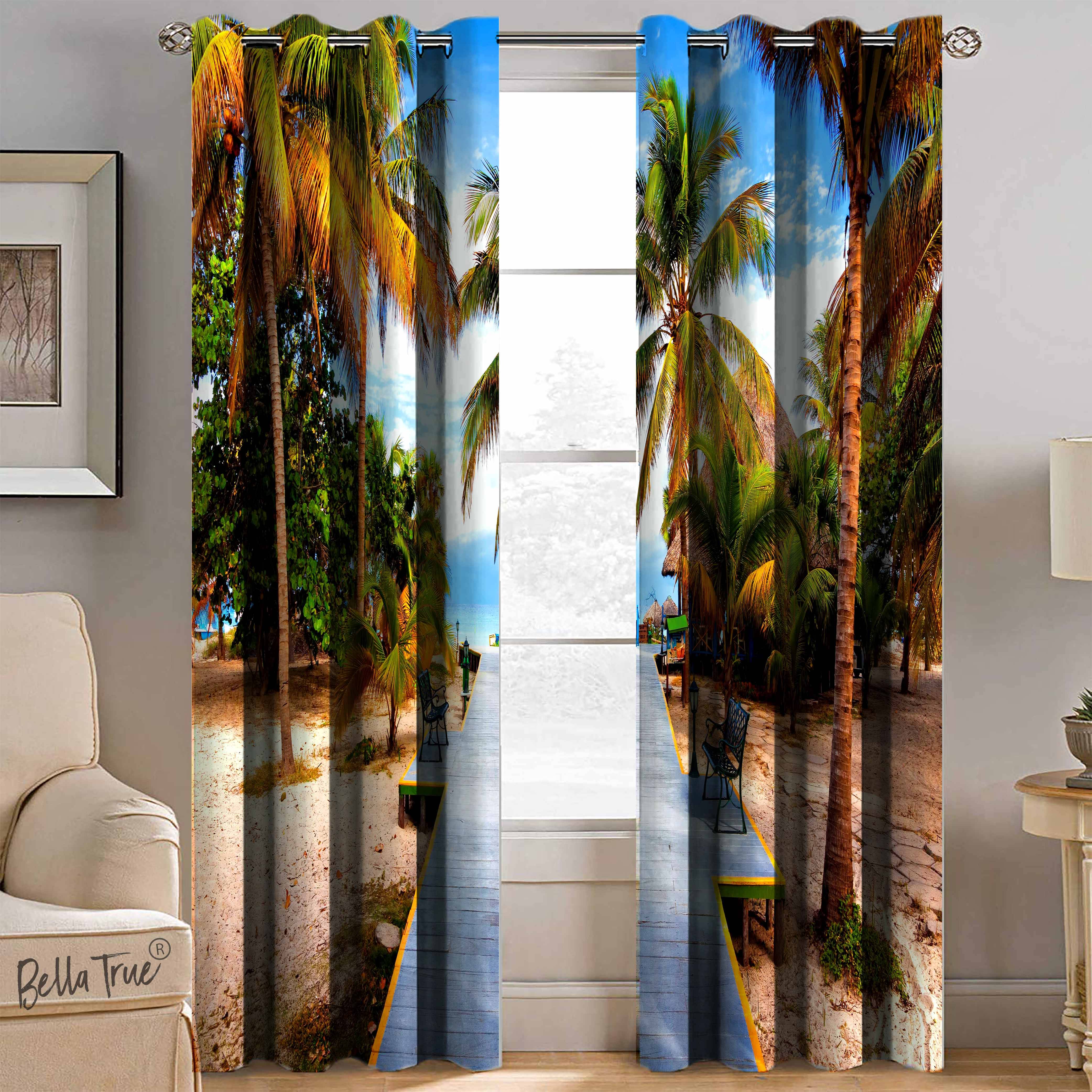 BELLA TRUE Set of 2 Window SemiTransparent Eyelet Polyester Multi Color Curtains ( 152 x 113 cm ) BELLA TRUE Set of 2 Window SemiTransparent Eyelet Polyester Multi Color Curtains ( 152 x 113 cm )