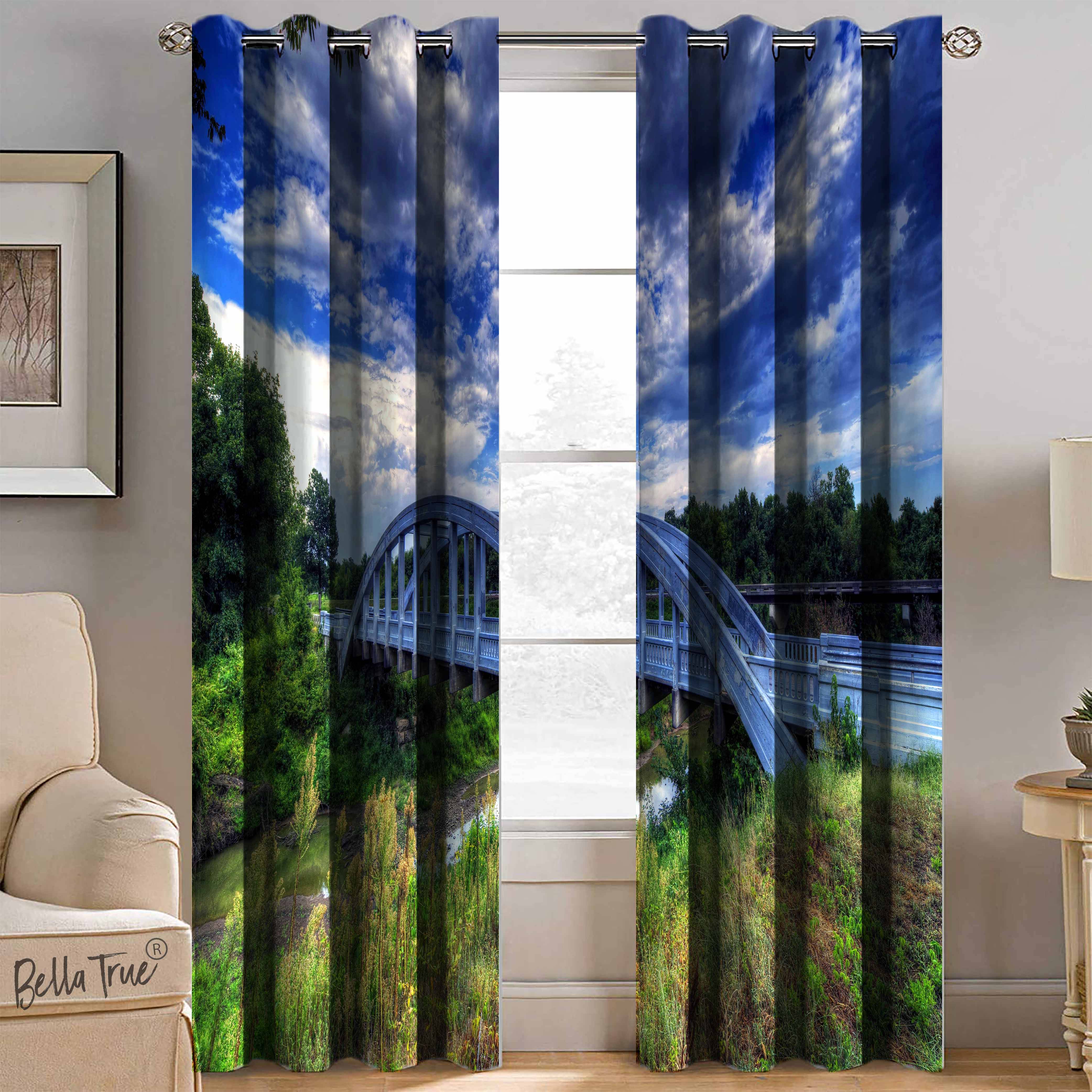     			BELLA TRUE  Set of 2 Window SemiTransparent Eyelet Polyester Multi Color Curtains ( 152 x 113 cm )
