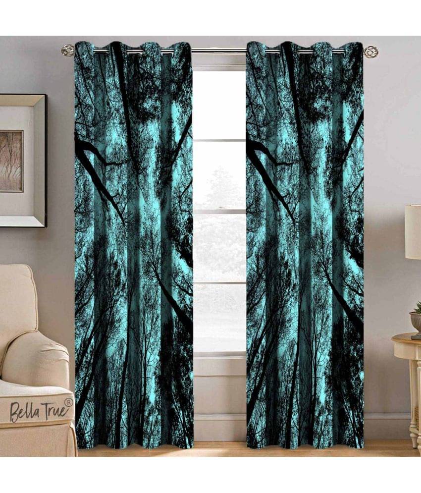     			BELLA TRUE Printed SemiTransparent Curtain 7 ft Pack of 2 Multi Color
