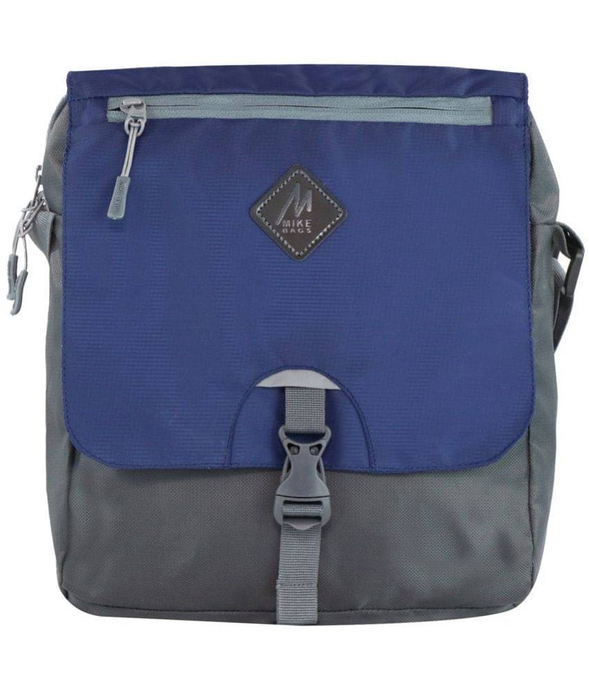     			MIKE Blue Polyester Casual Messenger Bag
