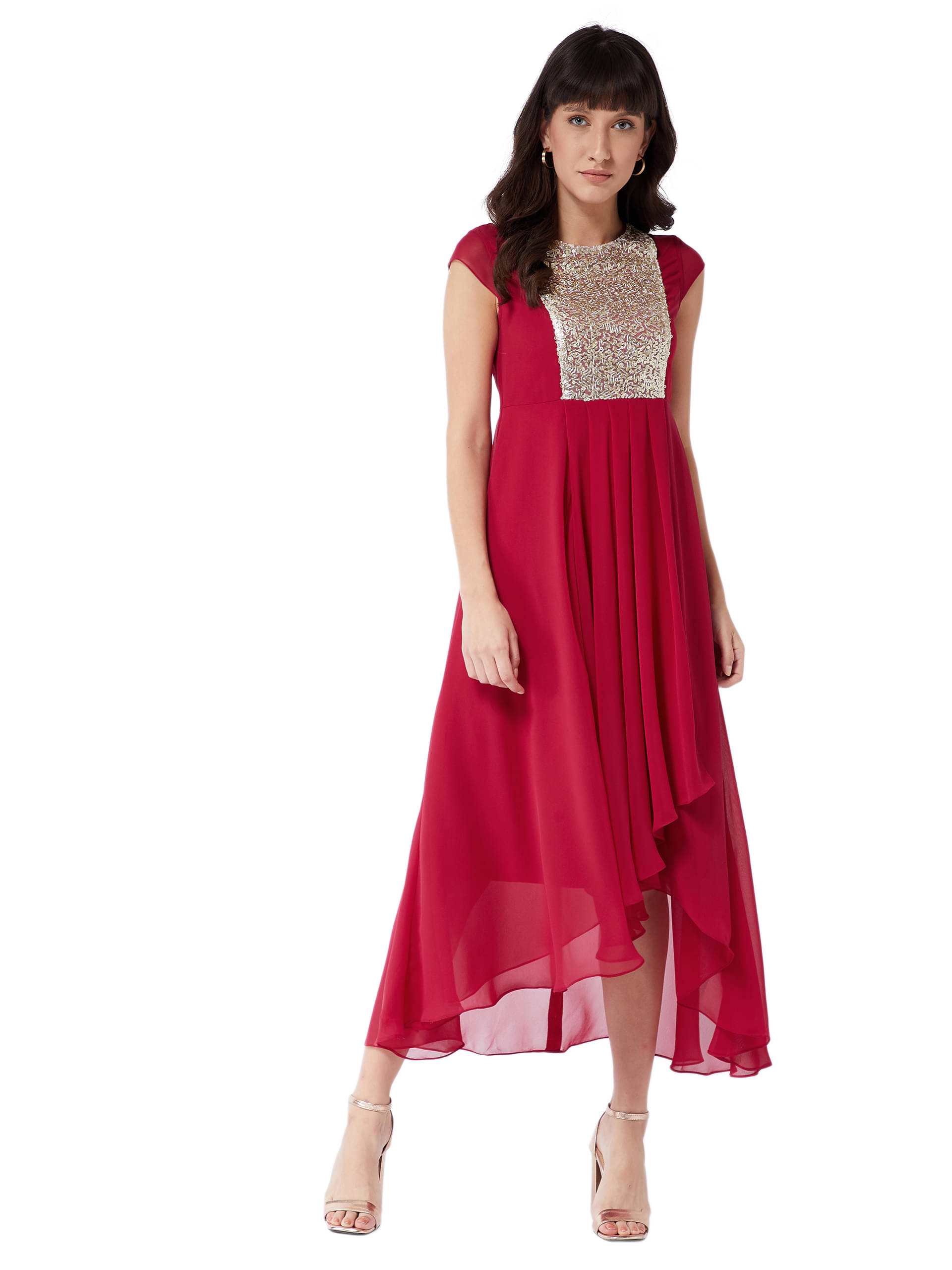     			Miss Chase Women Polyester A-line Dress ( Pink )