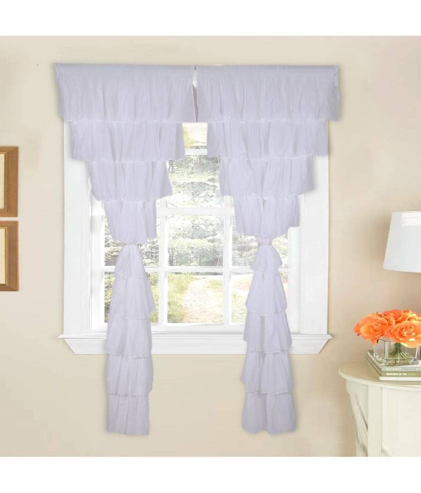 NUEVOSGHAR Single Door Semi-Transparent Rod Pocket Cotton White Curtains ( 213 x 106 cm ) NUEVOSGHAR Single Door Semi-Transparent Rod Pocket Cotton White Curtains ( 213 x 106 cm )