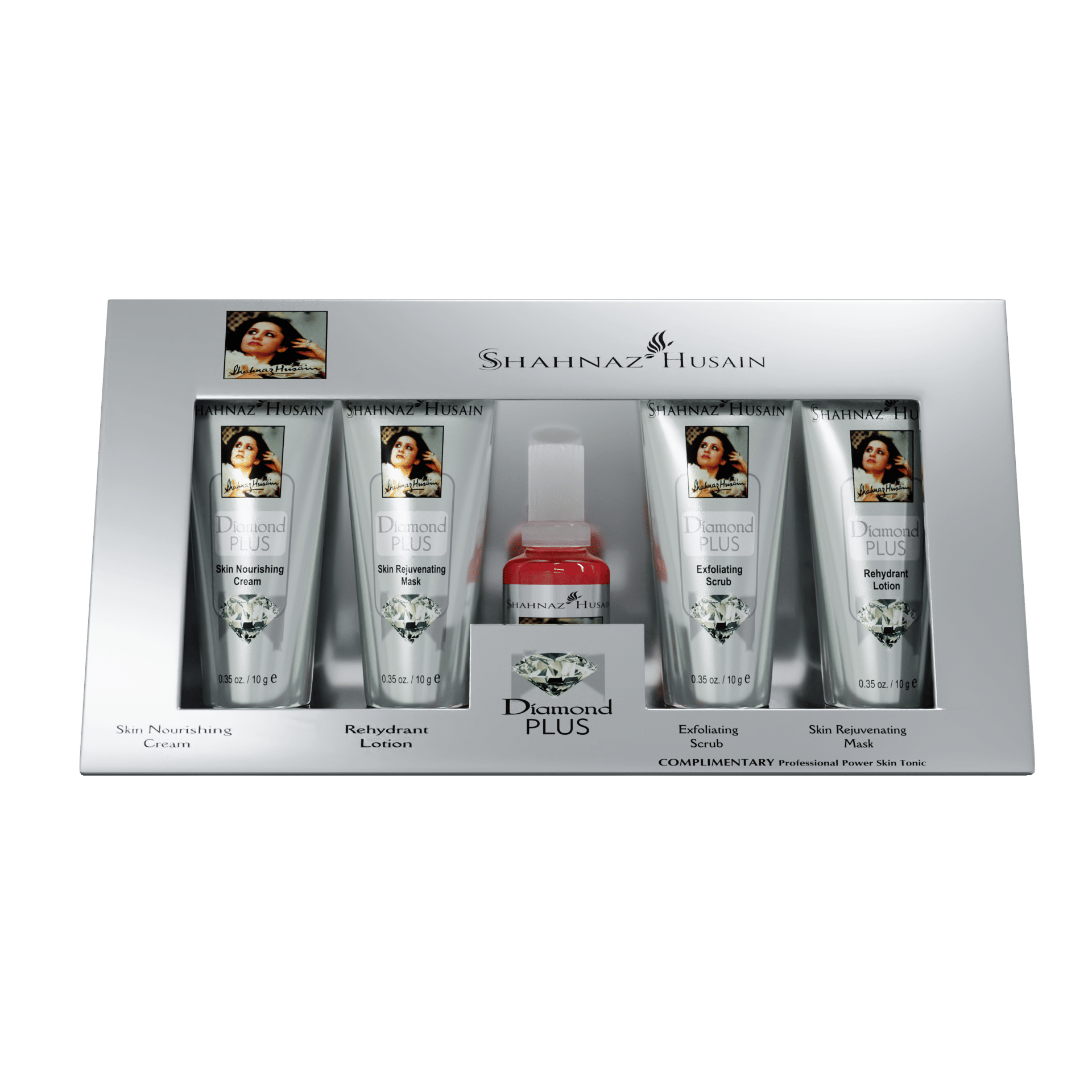 Shahnaz Husain Diamond Skin Revival Kit 10gx4 (Diamond Nourishing Cream, Diamond Scrub, Diamond Lotion, Diamond Rejuvenating Mask) - FREE-Professional Power Skin Tonic 15 ml