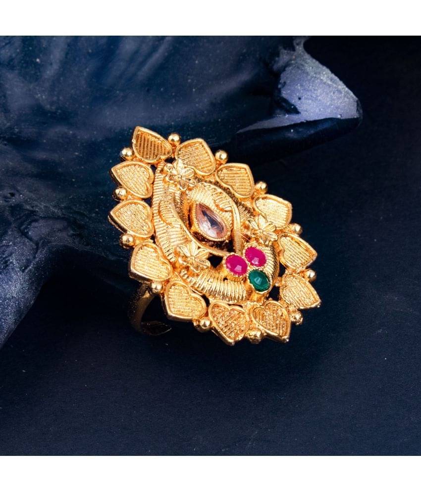 Sukkhi Etenity Heart Heart Gold Plated Colour Stone Adjustable Ring For Women Sukkhi Etenity Heart Heart Gold Plated Colour Stone Adjustable Ring For Women