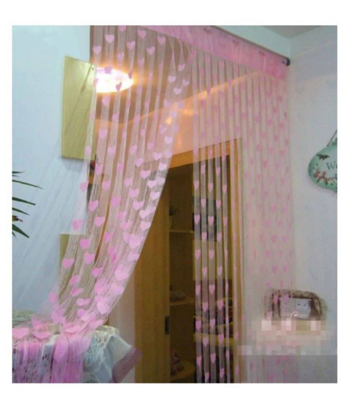 Tanishka Fabs Set of 2 Door Heart String Curtain