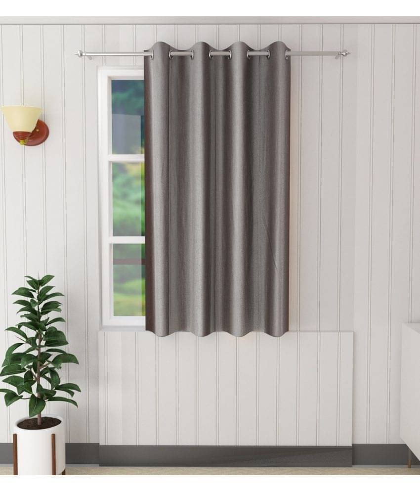 Tanishka Fabs Solid Semi-Transparent Eyelet Door Curtain 7 ft Single -Grey Tanishka Fabs Solid Semi-Transparent Eyelet Door Curtain 7 ft Single -Grey