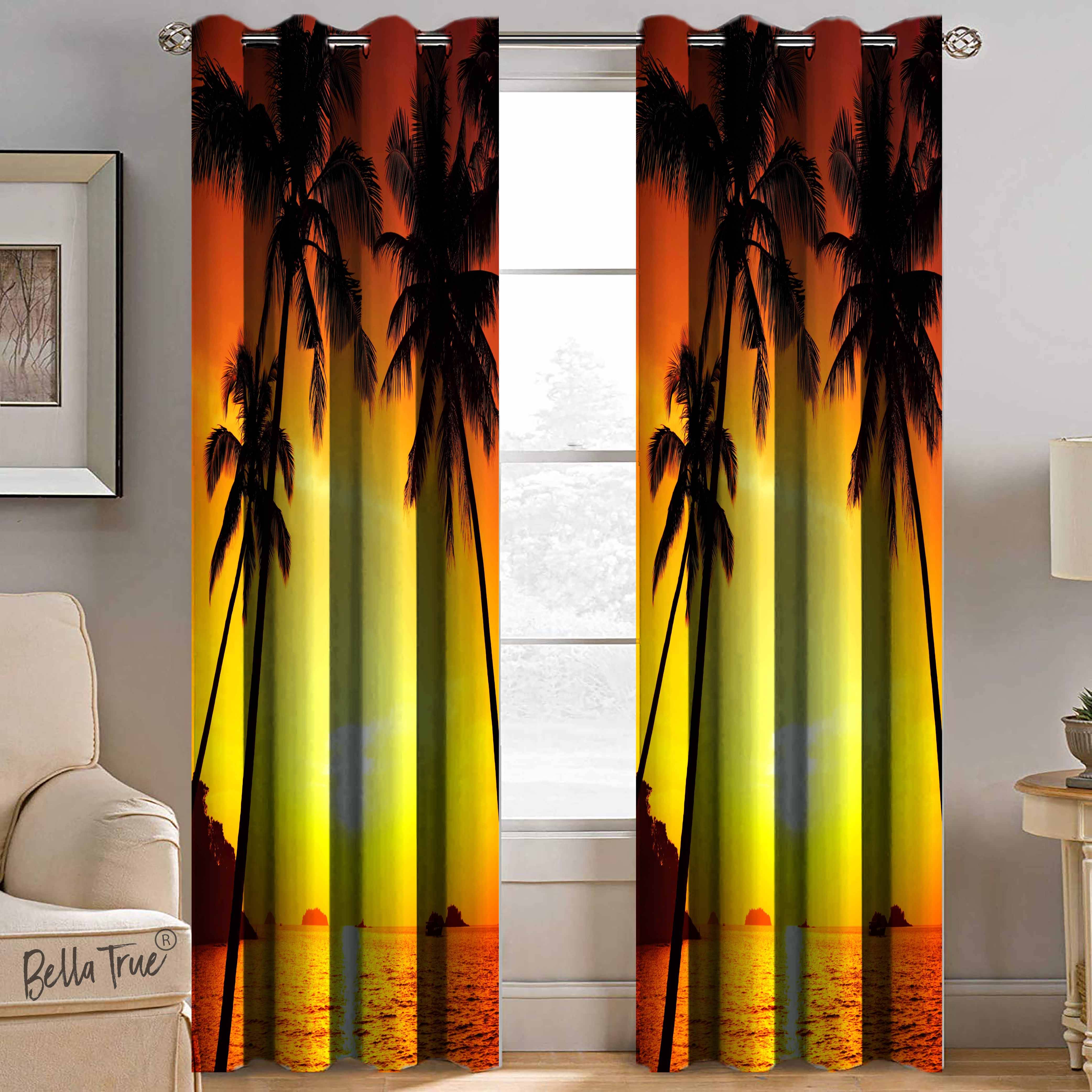 BELLA TRUE Set of 2 Long Door SemiTransparent Eyelet Polyester Multi Color Curtains ( 270 x 113 cm ) BELLA TRUE Set of 2 Long Door SemiTransparent Eyelet Polyester Multi Color Curtains ( 270 x 113 cm )
