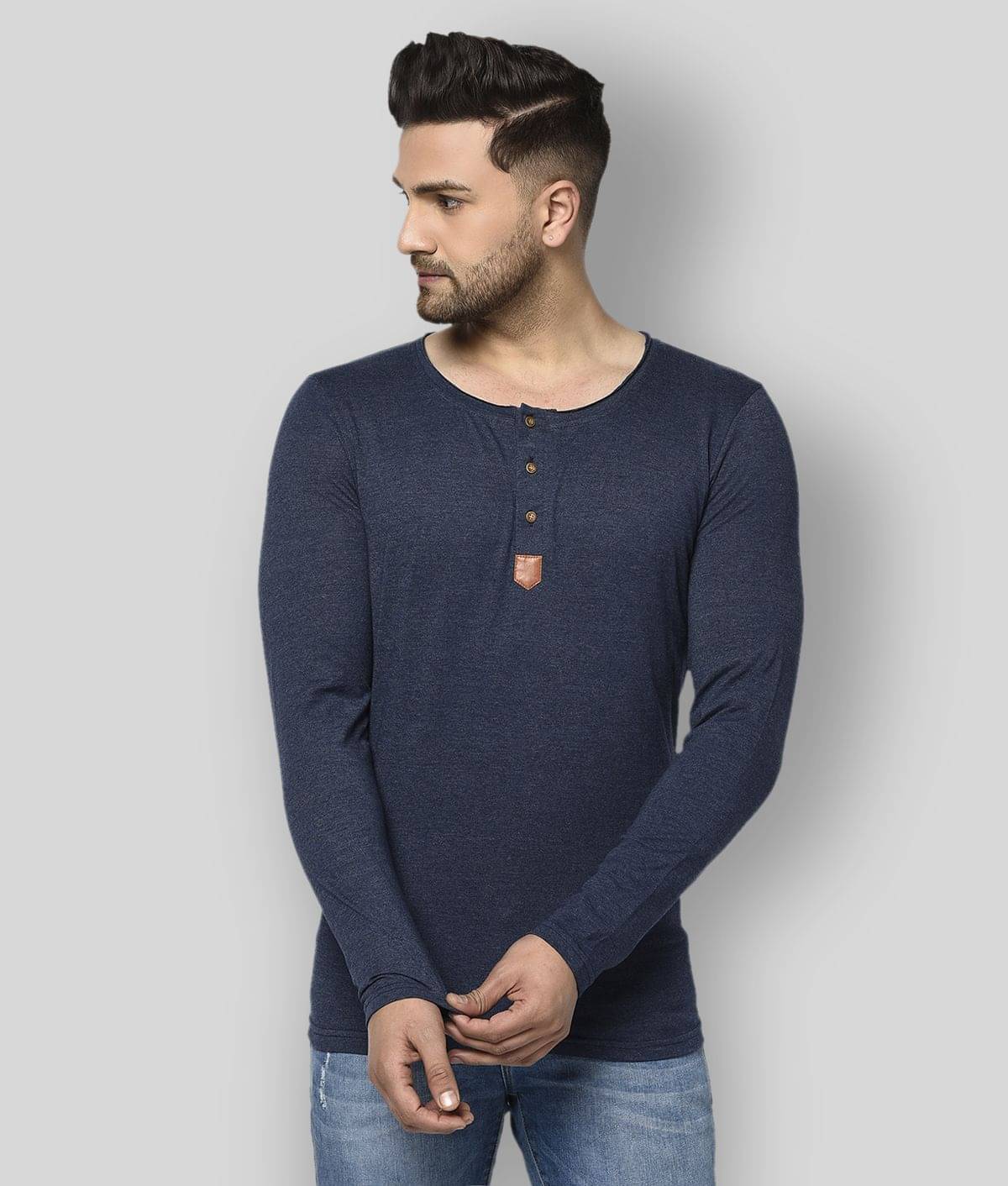 Glito Pack of 1 Cotton Blend Regular Fit Men's T-Shirt ( Navy ) Glito Pack of 1 Cotton Blend Regular Fit Men's T-Shirt ( Navy )
