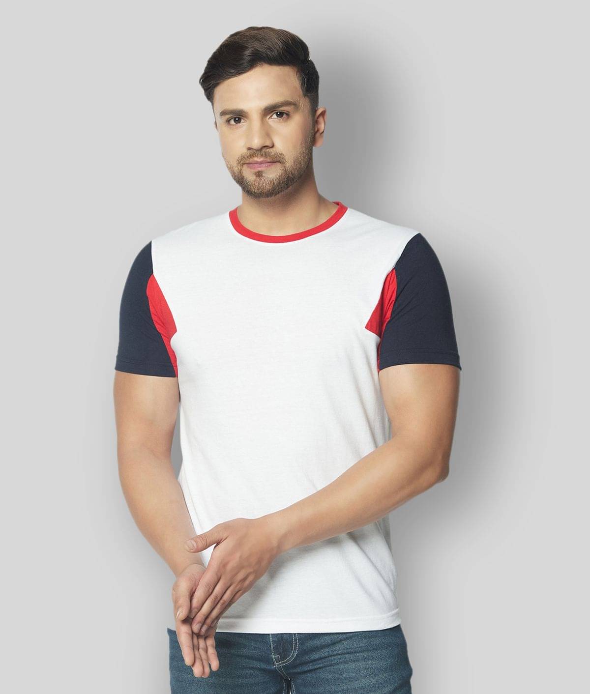 Glito Pack of 1 Cotton Blend Slim Fit Men's T-Shirt ( White ) Glito Pack of 1 Cotton Blend Slim Fit Men's T-Shirt ( White )