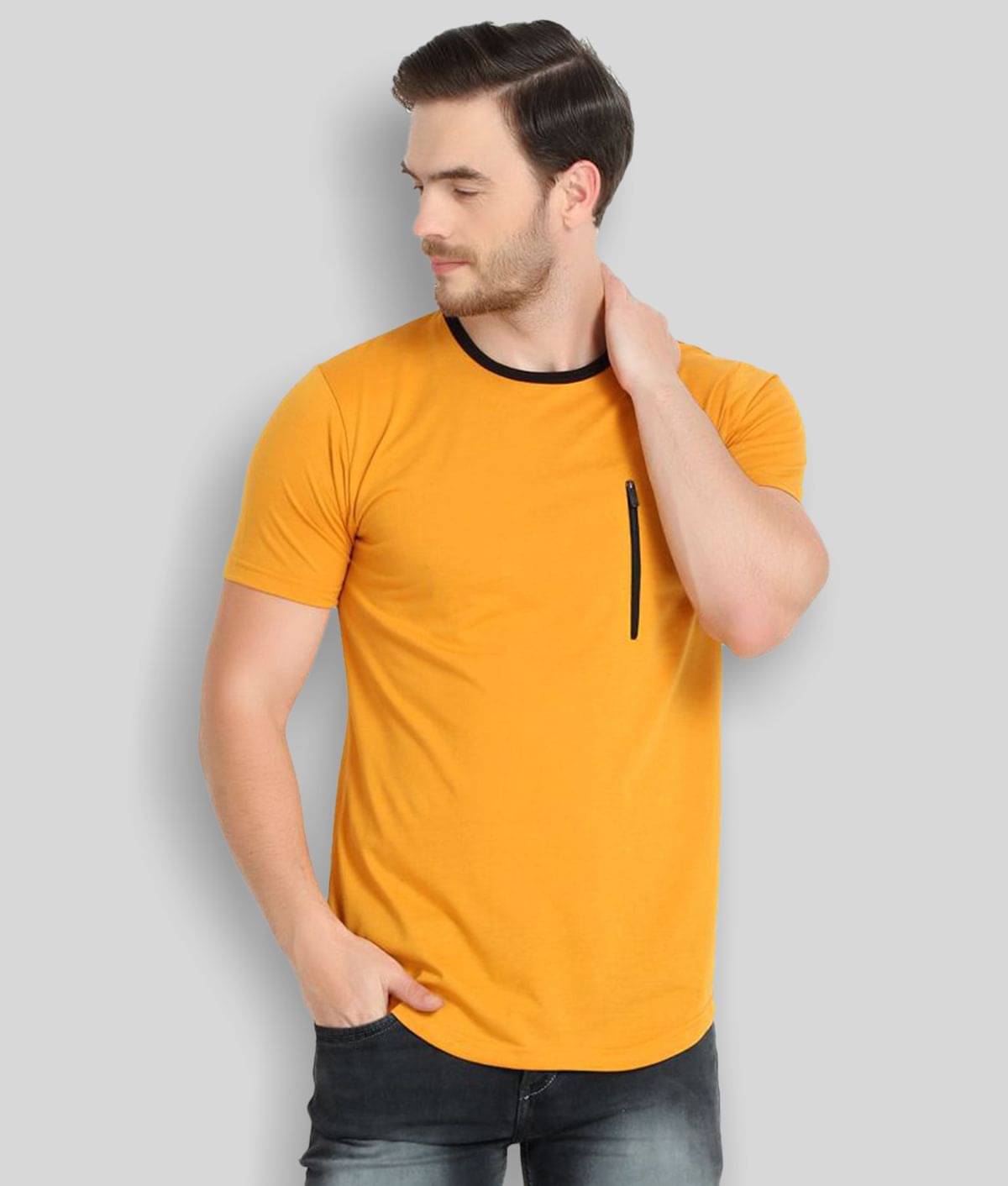 Glito Pack of 1 Cotton Blend Regular Fit Men's T-Shirt ( Yellow ) Glito Pack of 1 Cotton Blend Regular Fit Men's T-Shirt ( Yellow )