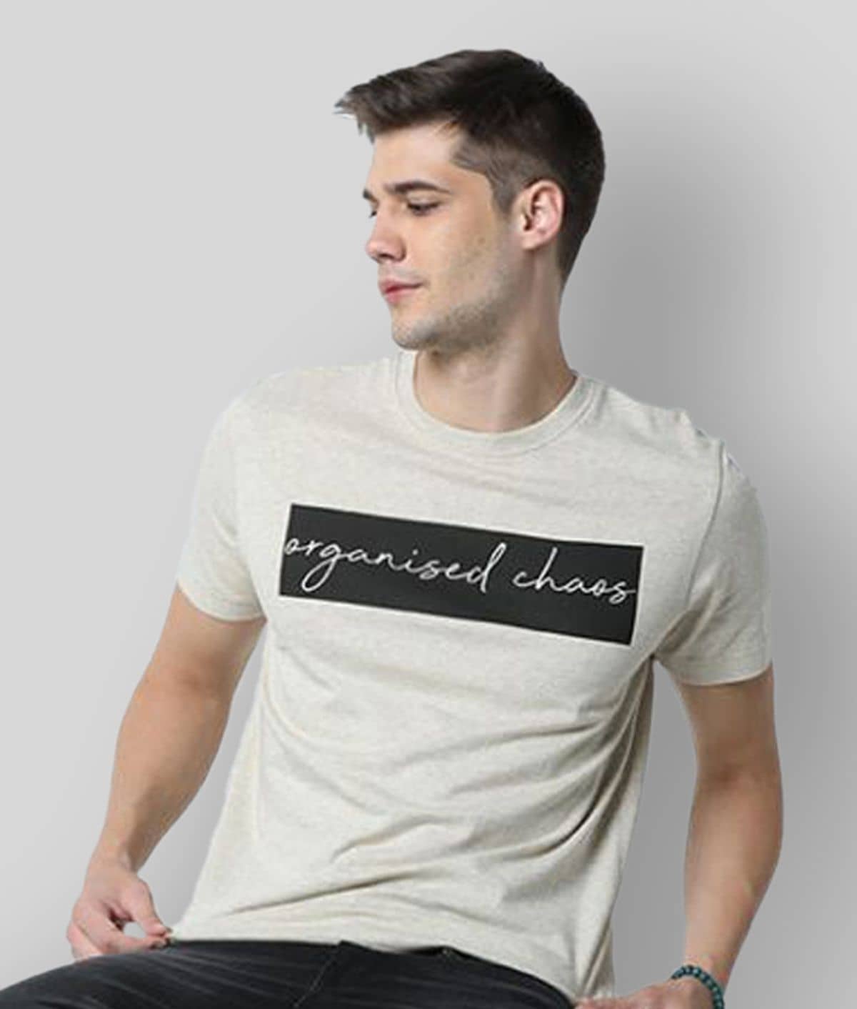 Huetrap Pack of 1 Cotton Regular Fit Men's T-Shirt ( Beige )
