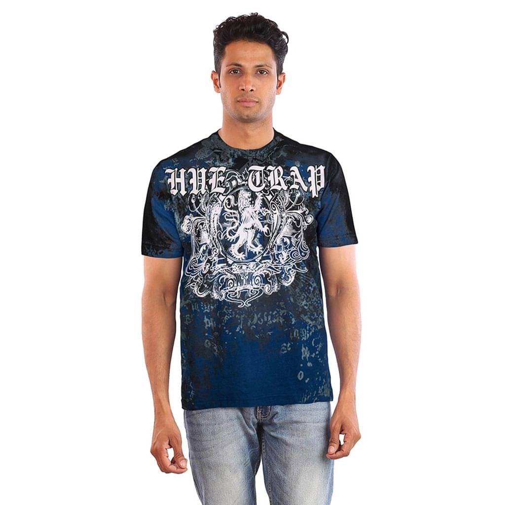     			Huetrap Pack of 1 Cotton Regular Fit Men's T-Shirt ( Blue )