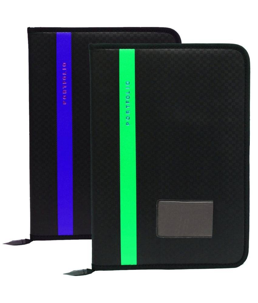     			KOPILA PORTFOLIO File Folder,Faux Leather  Professional Look, 20 leafs,Certificate, Documents Holder FS/A4 Size (Set Of 2, Blue & Green)