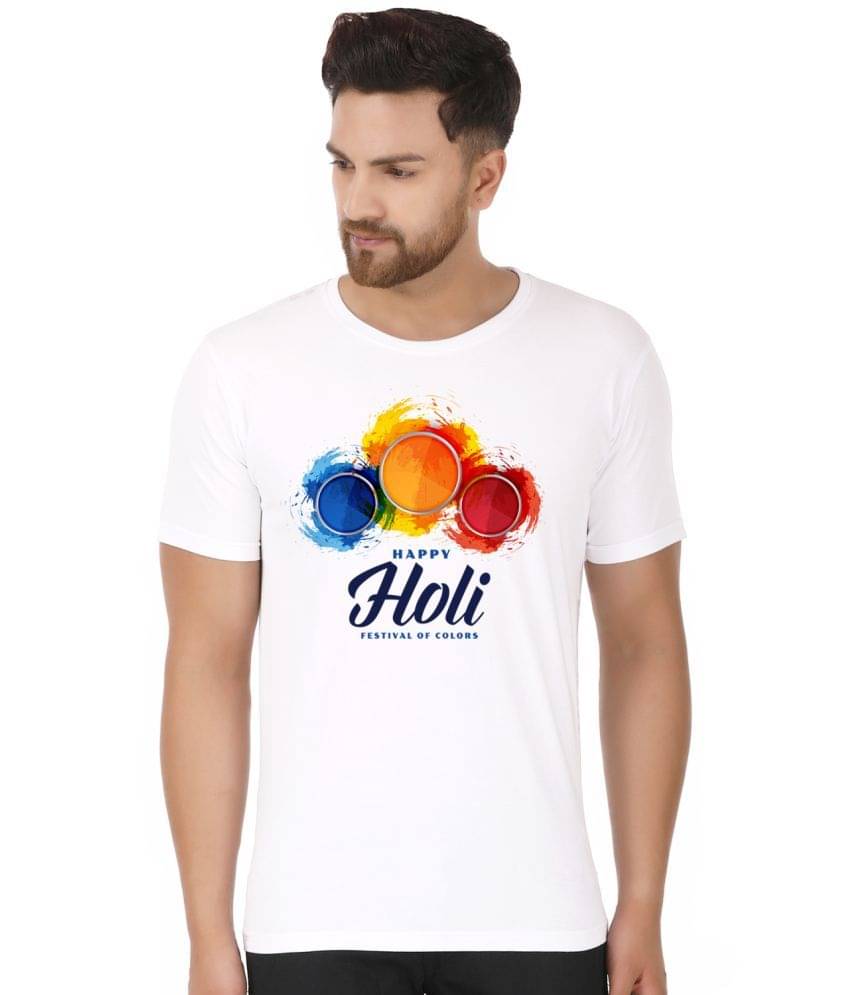 Prabhu Bhakti Pack of 1 Cotton Blend Regular Fit Men's T-Shirt ( White ) Prabhu Bhakti Pack of 1 Cotton Blend Regular Fit Men's T-Shirt ( White )