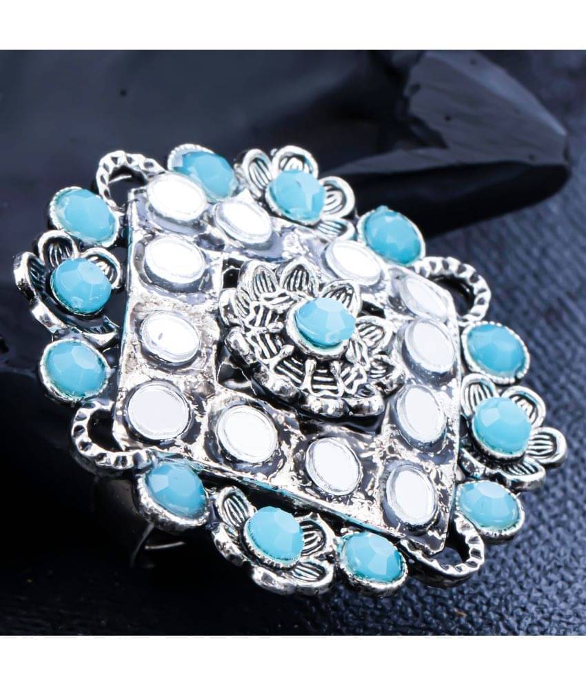 Sukkhi Antique Sqaue ShapeFloral Gold Plated Colour Stone Adjustable Ring For Women     			Sukkhi Antique Sqaue ShapeFloral Gold Plated Colour Stone Adjustable Ring For Women