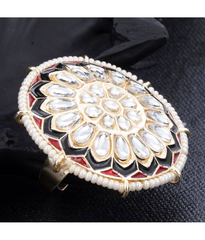 Sukkhi Blossomy Meenakari Gold Plated Kundan Adjustable Ring For Women     			Sukkhi Blossomy Meenakari Gold Plated Kundan Adjustable Ring For Women