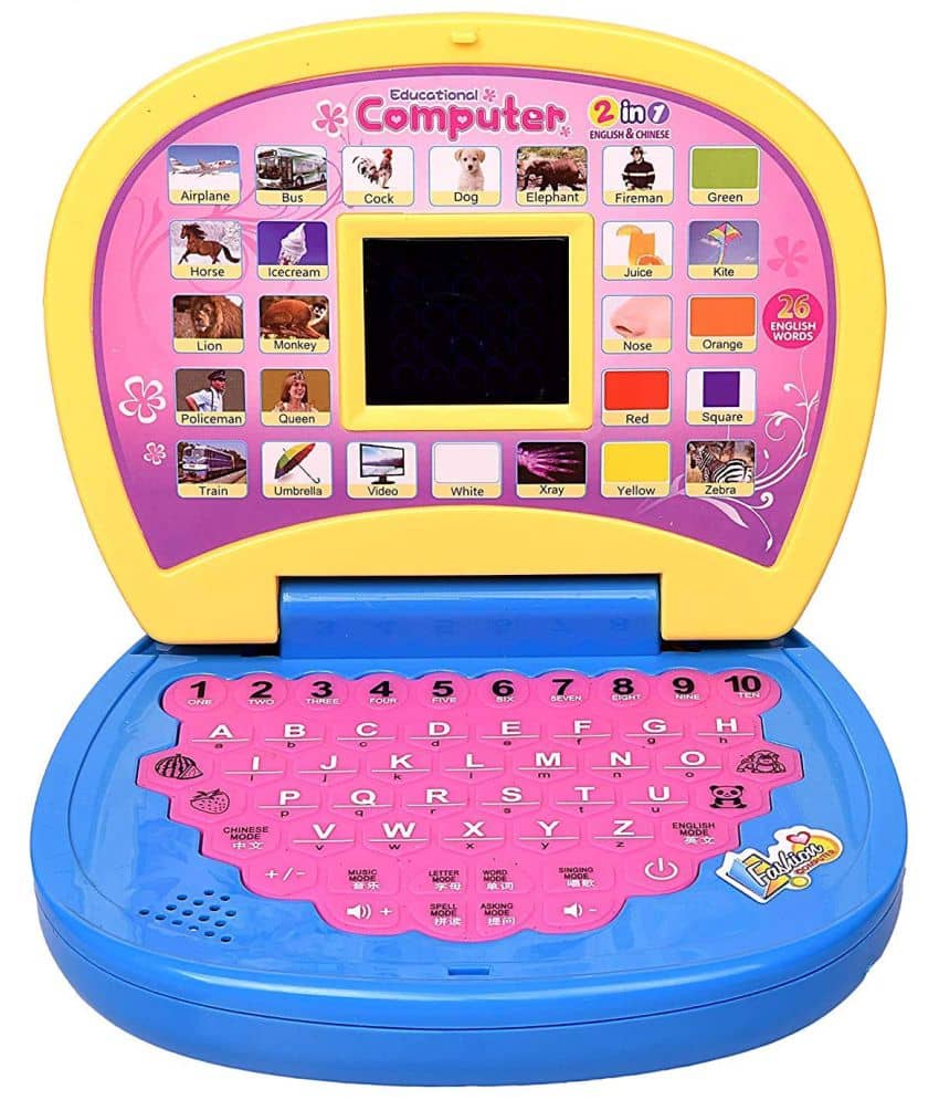 Tzoo Kids Electronic Laptop, LED Display with Music, for Educational Learning, Laptop Learner with LED Screen, Assorted