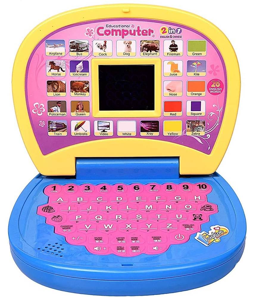 Tzoo Kids Electronic Laptop, LED Display with Music, for Educational Learning, Laptop Learner with LED Screen, Assorted