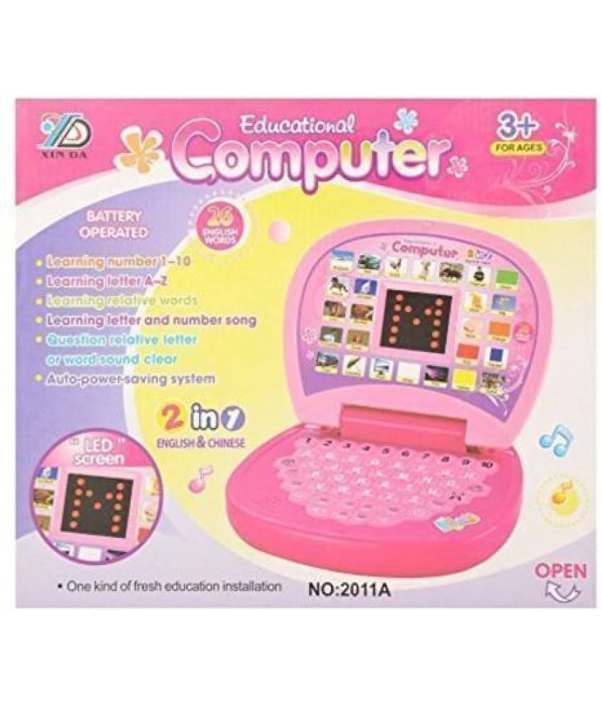 Tzoo Kids Electronic Laptop, LED Display with Music, for Educational Learning, Laptop Learner with LED Screen, Assorted