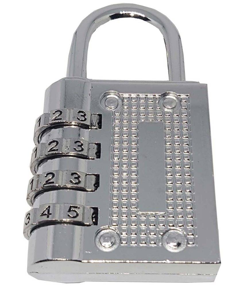 Unikkus 4 Digits Combination Padlock for home, room, door and multiple purpose silver lock Unikkus 4 Digits Combination Padlock for home, room, door and multiple purpose silver lock