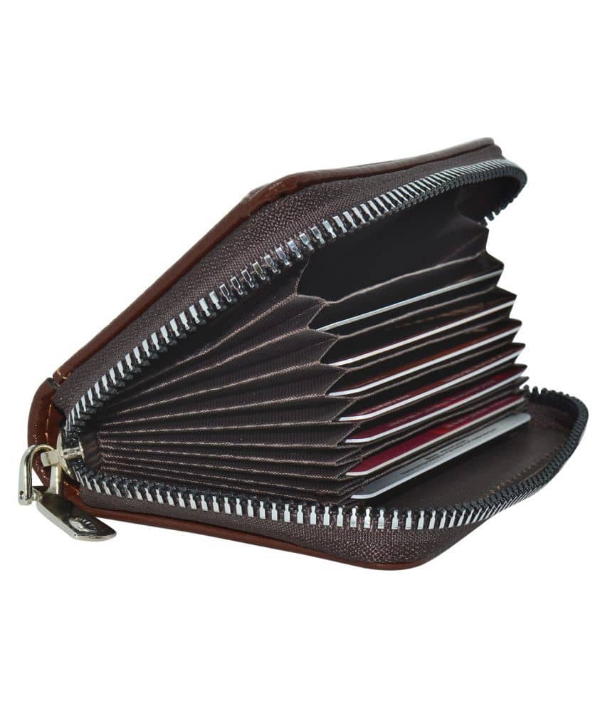 Loopa Brown Leather Credit/Debit Card 15 Slot Card Holder For Men & Women - Handbags | Buy online on ZillyBuy