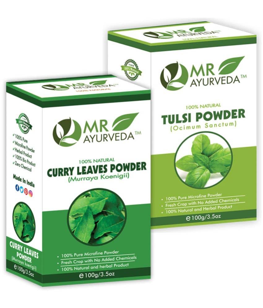 MR Ayurveda Curry Leaves Powder &  Tulsi Powder Hair Scalp Treatment 200 g Pack of 2