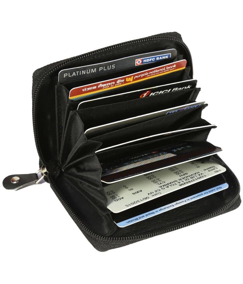 STYLE SHOES Black Leather RFID Protected 7 Slot Card Holder For Men & Women - Handbags | Buy online on ZillyBuy