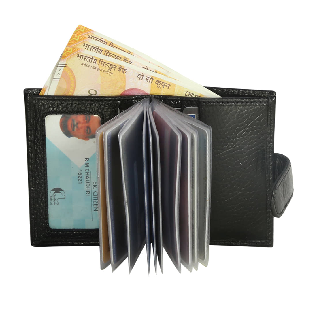     			Style 98 Black Leather Credit/Debit Card 10 Slot Card Holder For Men & Women