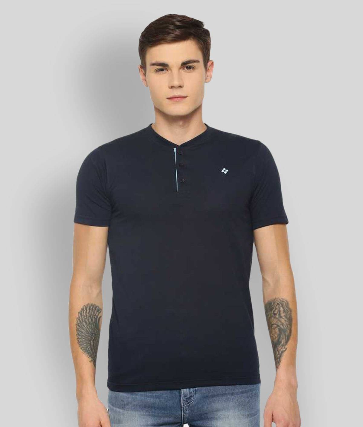     			Dollar - Navy Blue Cotton Blend Regular Fit Men's T-Shirt ( Pack of 1 )