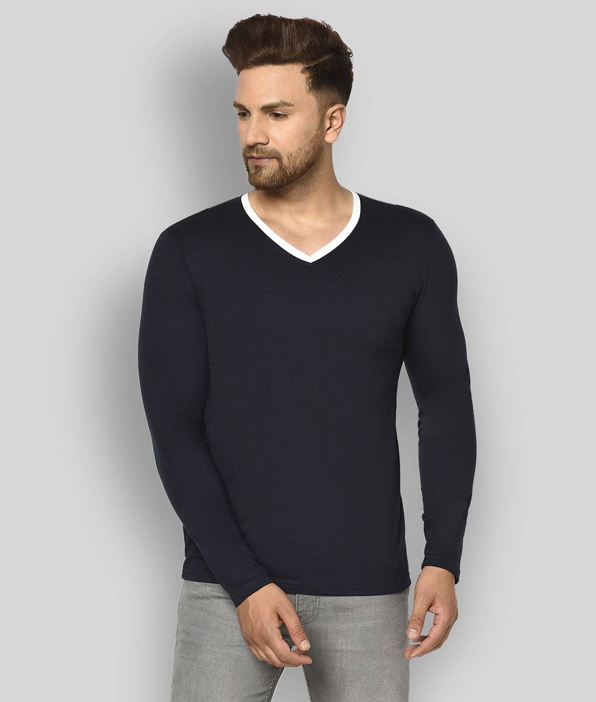 Glito Pack of 1 Cotton Blend Regular Fit Men's T-Shirt ( Navy ) Glito Pack of 1 Cotton Blend Regular Fit Men's T-Shirt ( Navy )