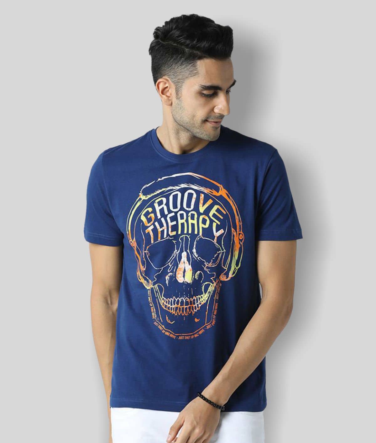 Huetrap Pack of 1 Cotton Regular Fit Men's T-Shirt ( Blue )