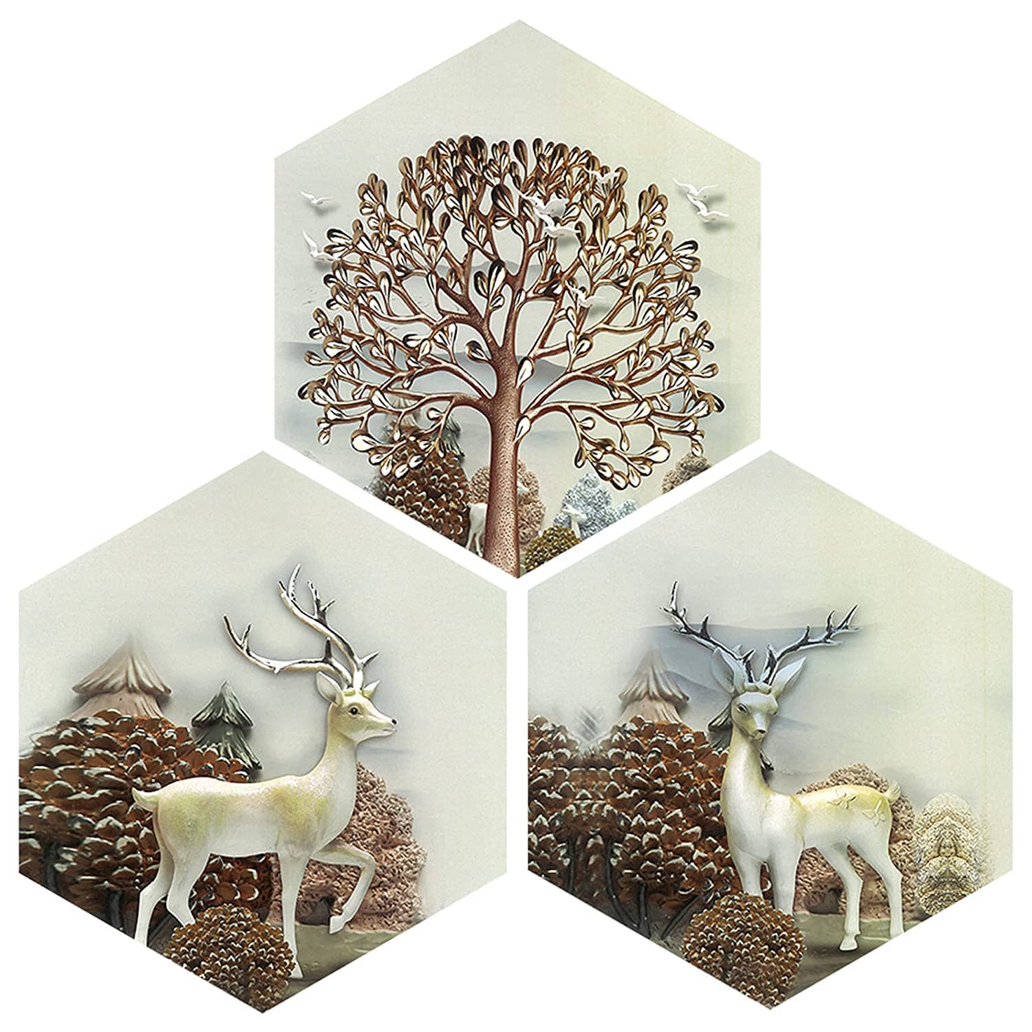 Indianara Hexagon Paintings MDF Painting Without Frame