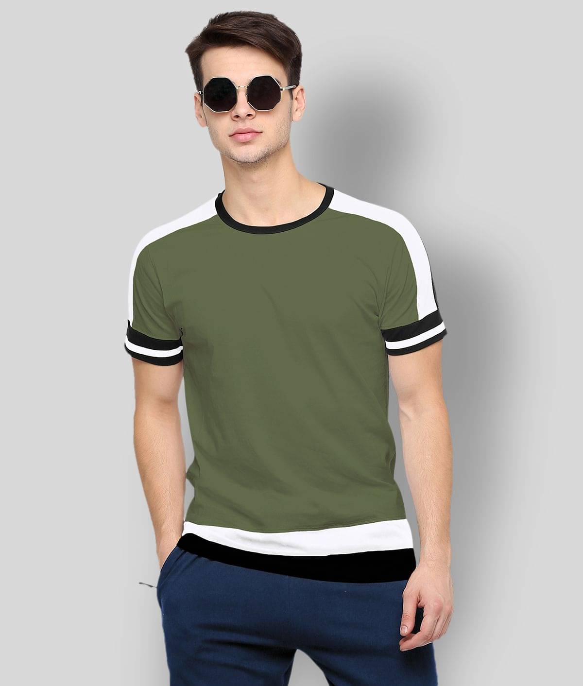 Maniac - Green Cotton Slim Fit Men's T-Shirt ( Pack of 1 ) Maniac - Green Cotton Slim Fit Men's T-Shirt ( Pack of 1 )