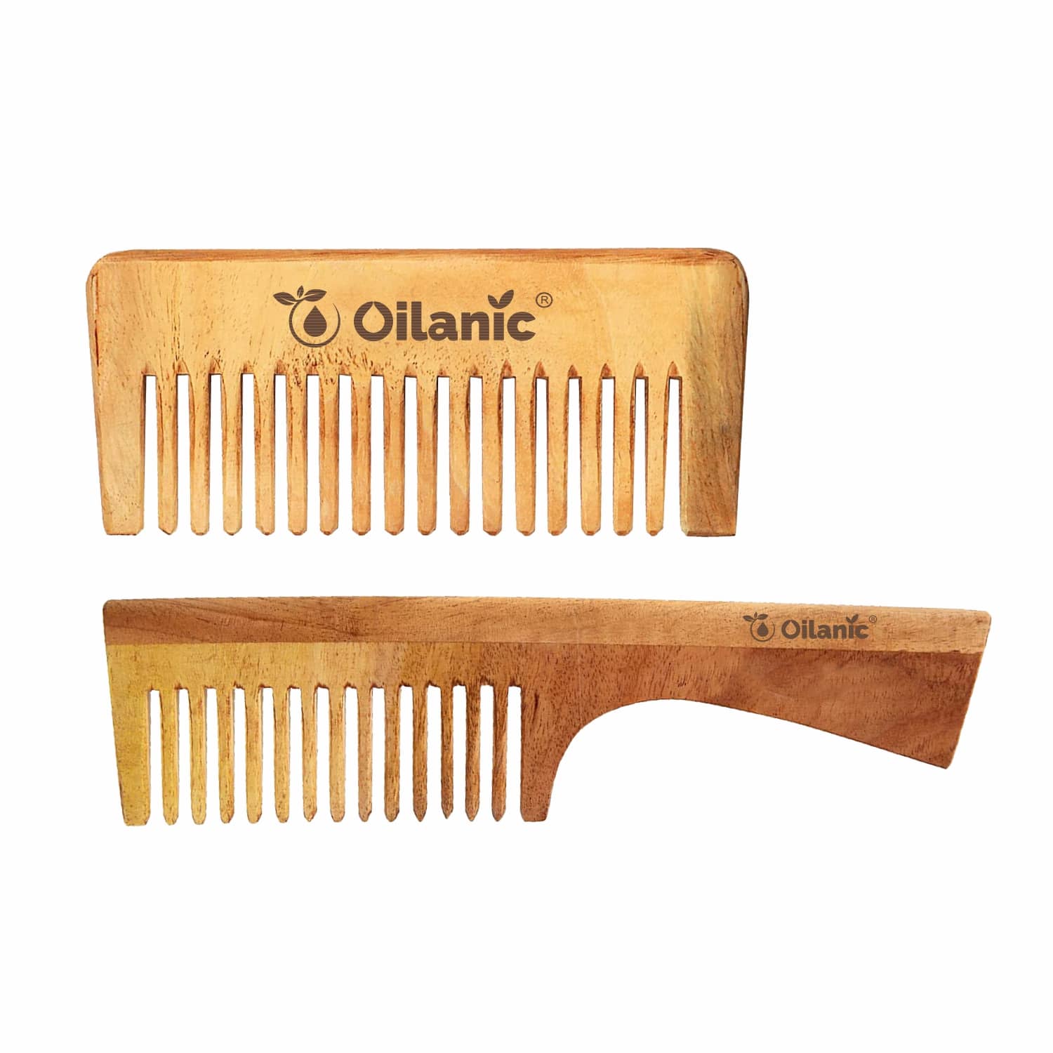 Oilanic Neem Comb 5.5 & 7.5 Inches Hair Brush Pack of 2