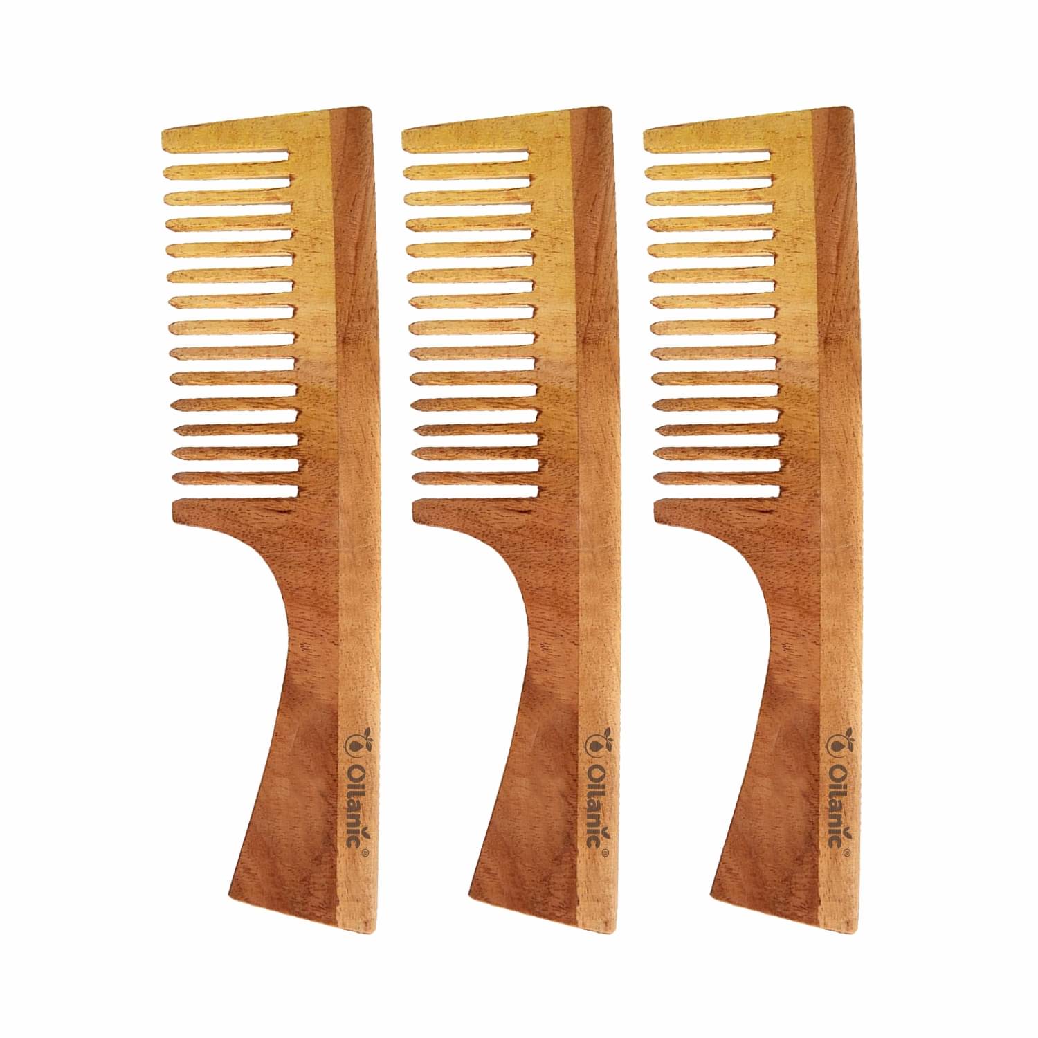     			Oilanic Neem Wooden Comb(7.5 inches) Hair Brush Pack of 3