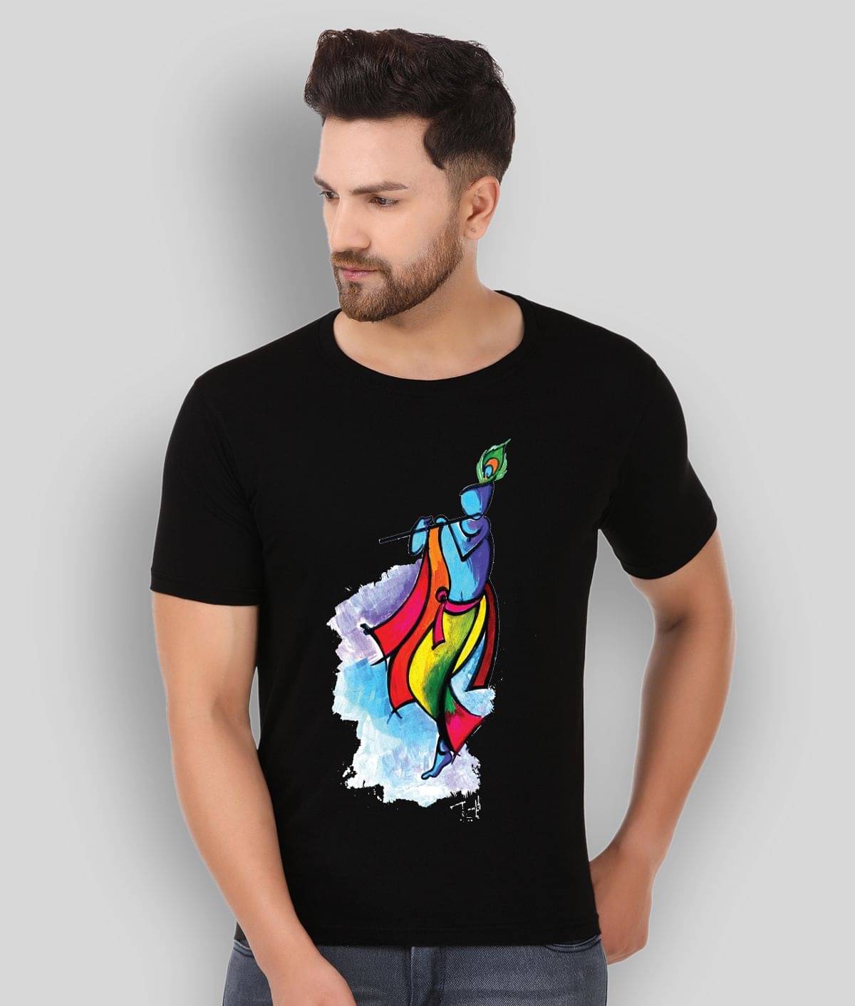     			Prabhu Bhakti Pack of 1 Cotton Blend Regular Fit Men's T-Shirt ( Black )