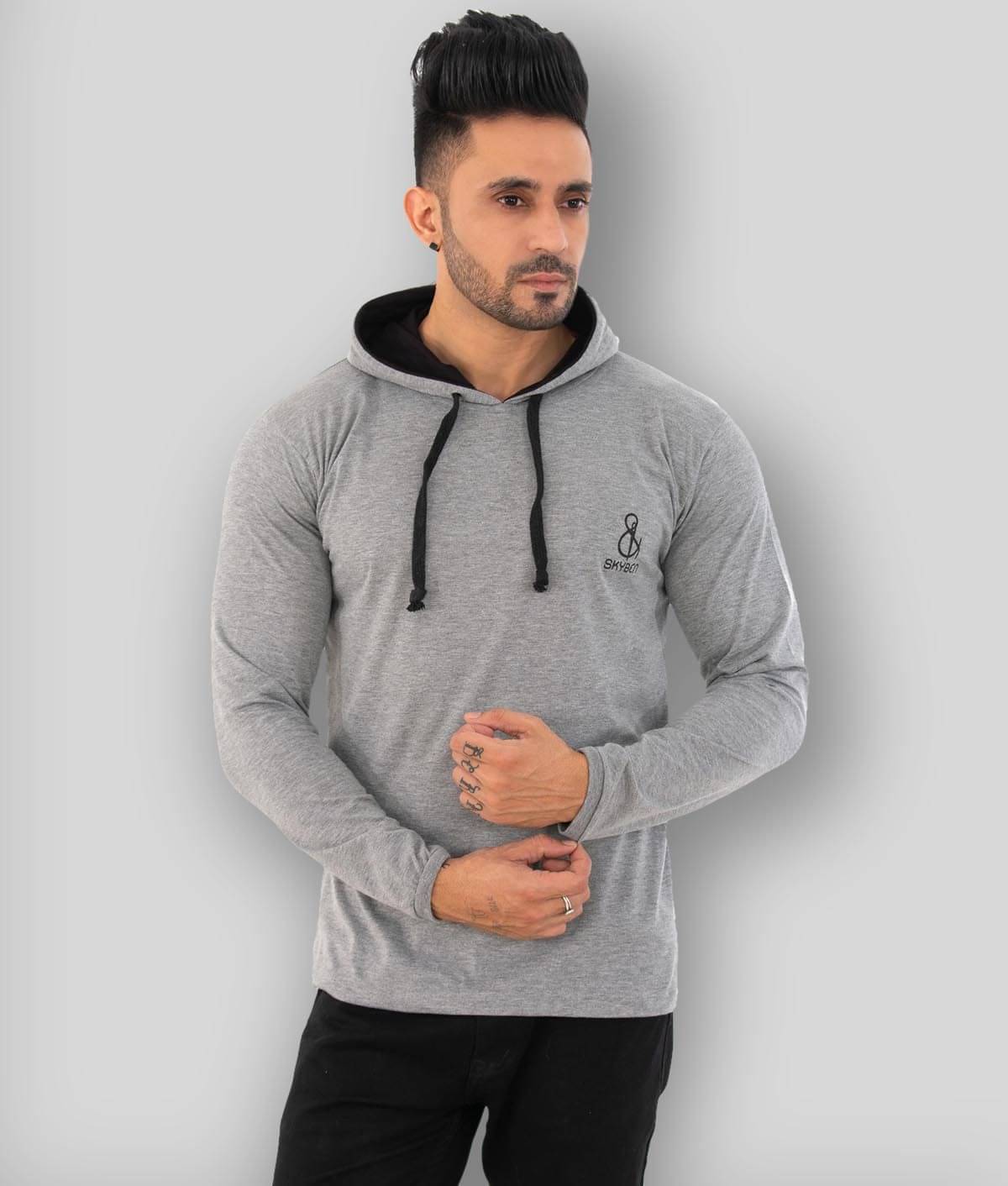 SKYBEN - Grey Cotton Blend Regular Fit Men's T-Shirt ( Pack of 1 ) SKYBEN - Grey Cotton Blend Regular Fit Men's T-Shirt ( Pack of 1 )