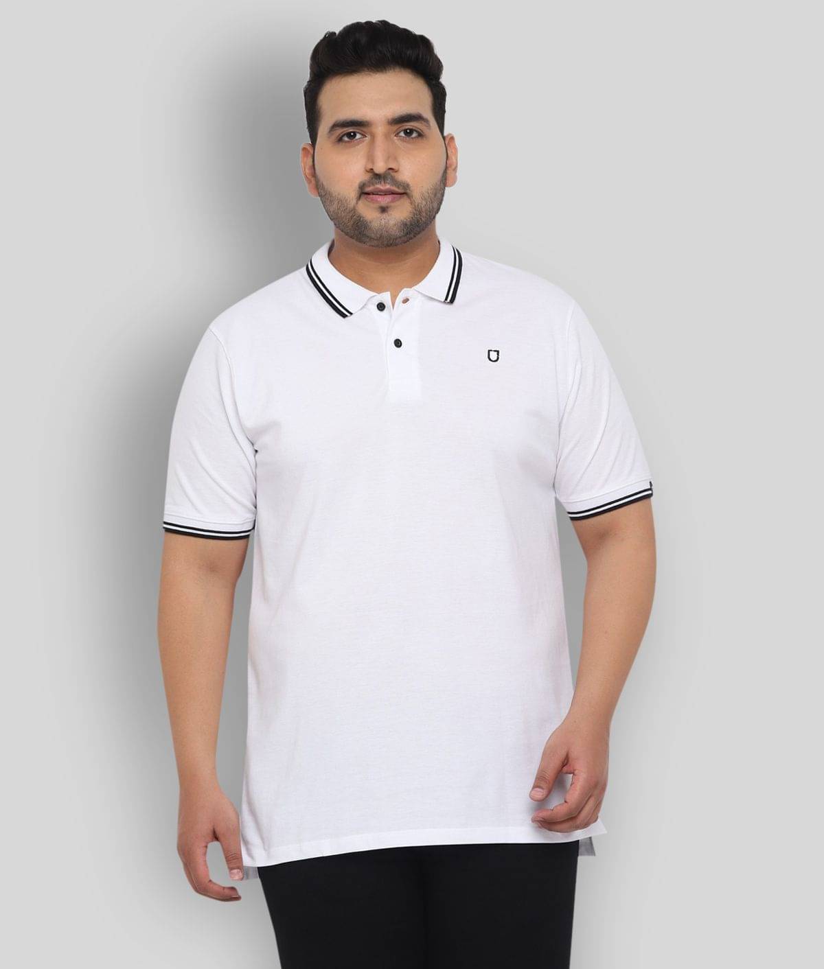     			Urbano Plus Pack of 1 Cotton Regular Fit Solid Half Sleeves Men's Polo T Shirt ( White )