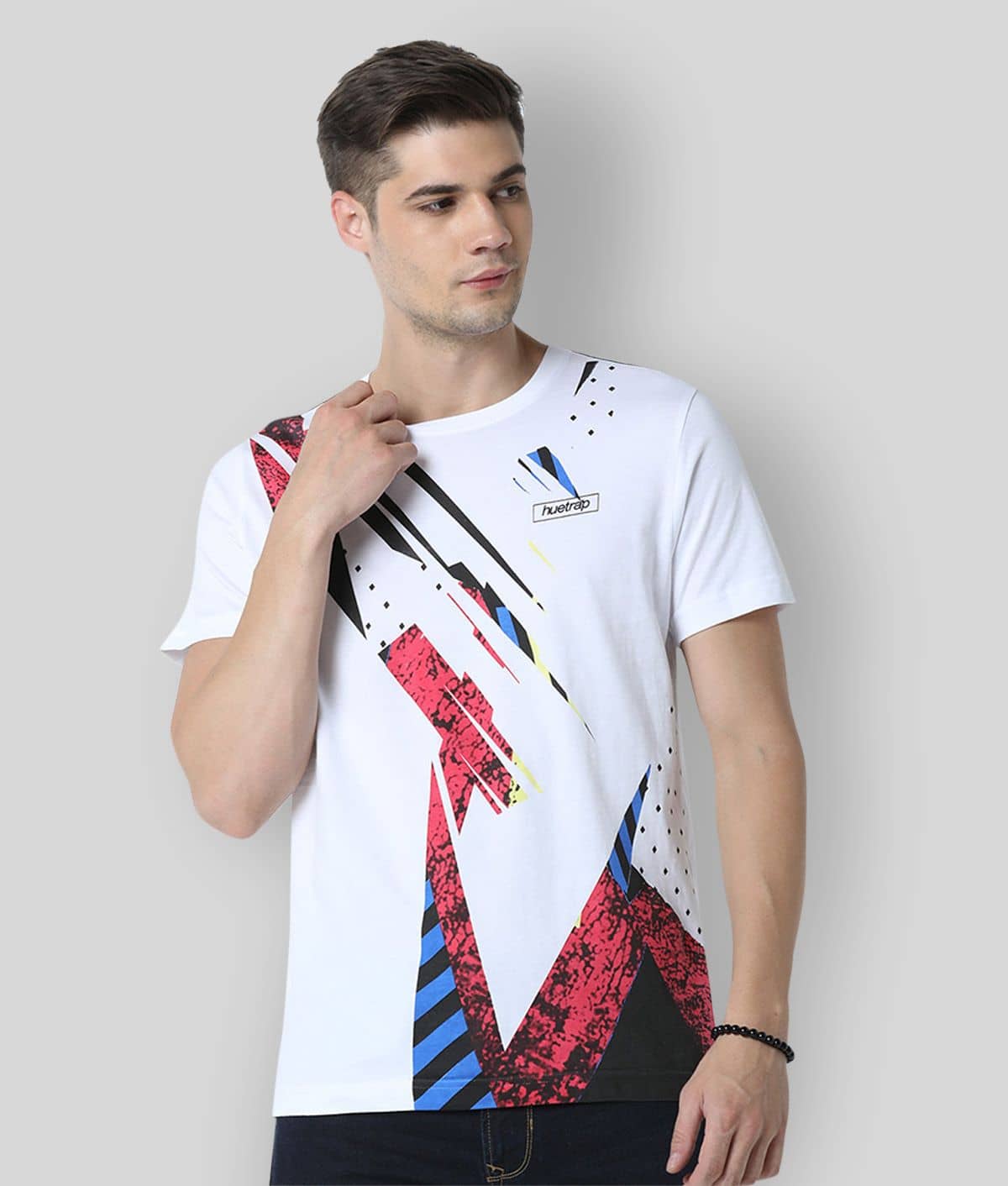 Huetrap Pack of 1 Cotton Regular Fit Men's T-Shirt ( White )