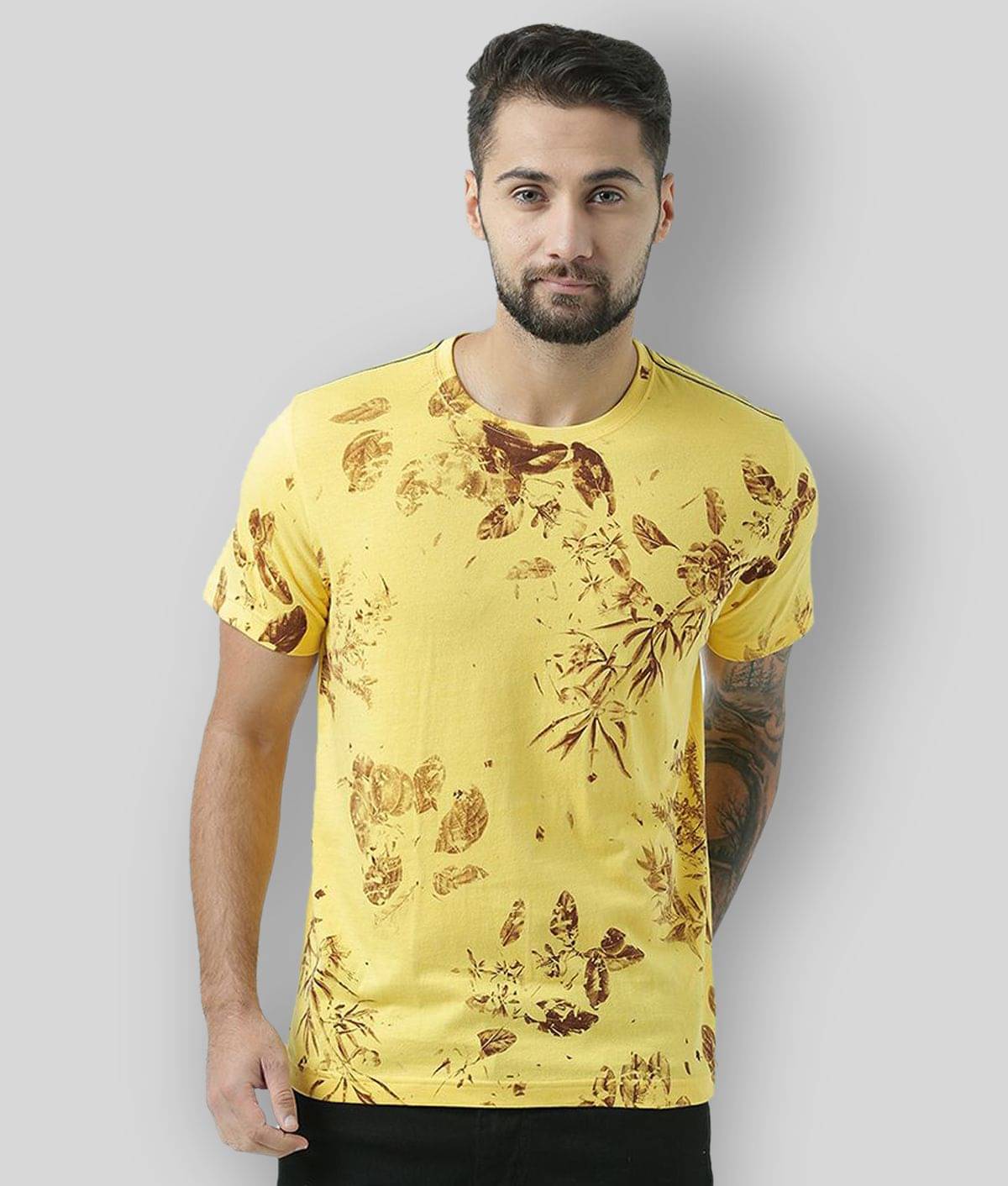     			Huetrap Pack of 1 Cotton Regular Fit Men's T-Shirt ( Yellow )